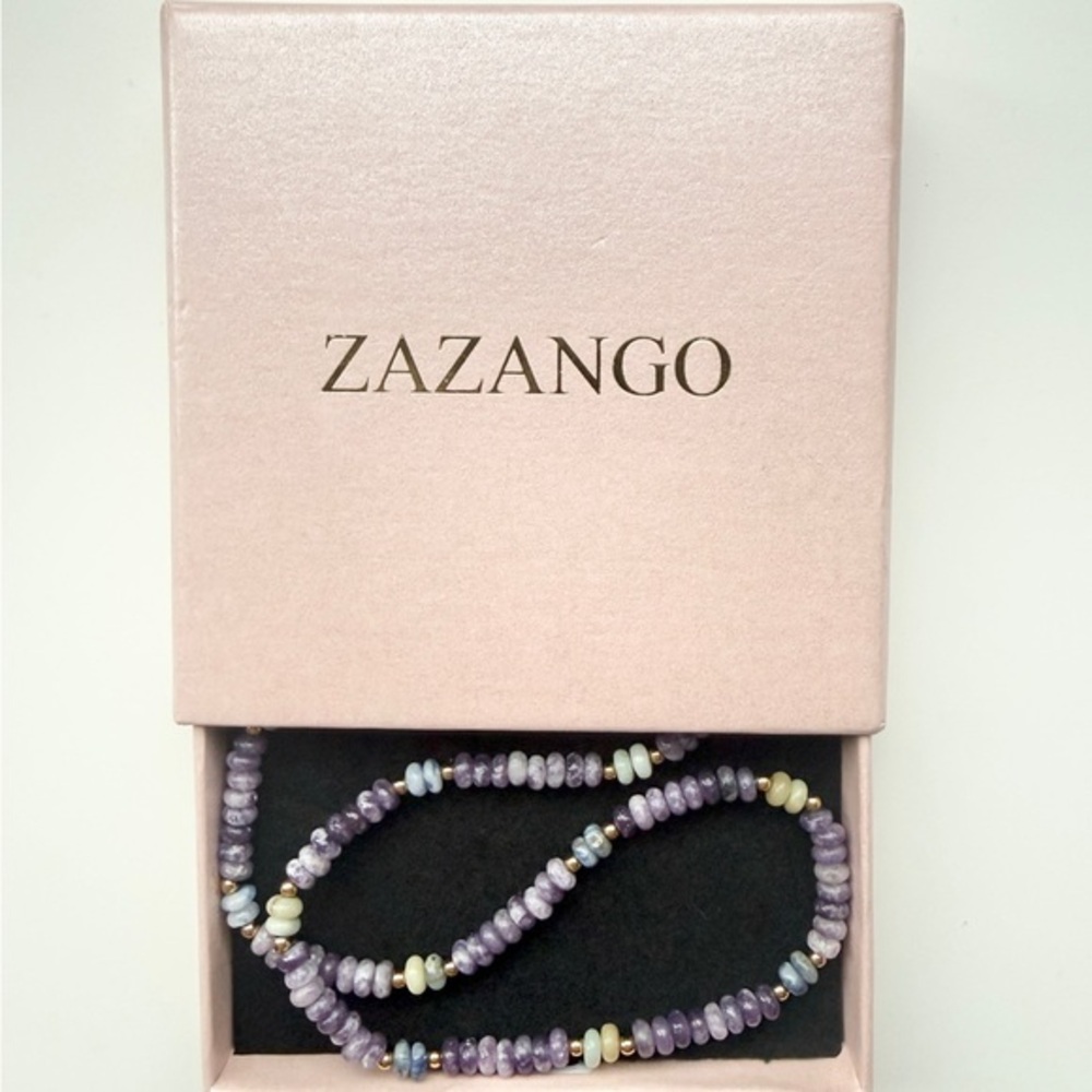 NIB Gorgeous Natural Stone Real Stone Bead Necklace Purple Blue Boho! LAST ONE!
